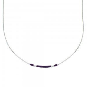 Hand Strung Liquid Silver & Sugilite Lapis 16" Necklace Jewelry LS37S