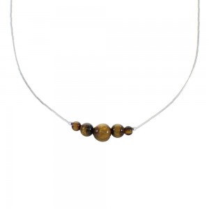 Liquid Sterling Silver And Tiger Eye Bead Necklace AX99872