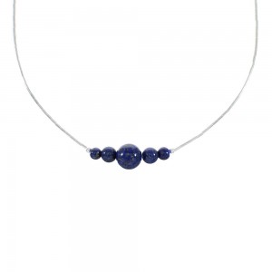 Lapis Liquid Sterling Silver Bead Necklace AX99874