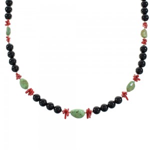 Multicolor Sterling Silver Navajo Bead Necklace AX99899