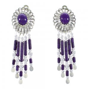 Hand Made Sterling Silver Sugilite Clip On Dangle Concho Earrings CCE5S
