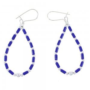 Lapis Silver Bead Hook Dangle Earrings AX100034