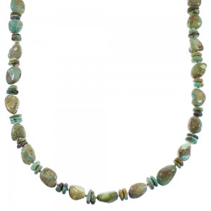 Kingman Turquoise Silver American Indian Bead Necklace AX100327