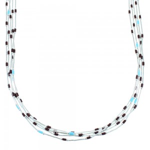 Turquoise And Sugilite Liquid Silver 5-Strand Necklace AX100571