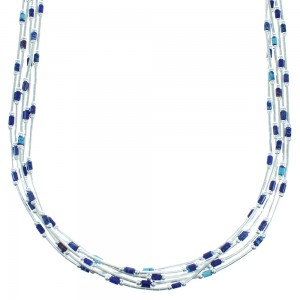 Azurite Liquid Silver 5-Strand Necklace AX100572