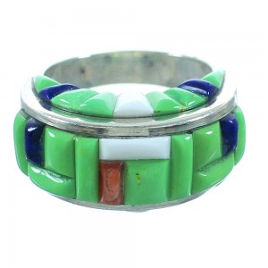 Multicolor Inlay Sterling Silver Ring Size 7-1/2 AX100735