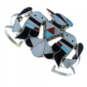 Sterling Silver Thunderbird Multicolor Zuni Cuff Bracelet AX102711