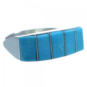 American Indian Authentic Sterling Silver Zuni Turquoise Ring Size 6-1/4 TX103113