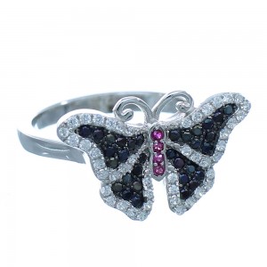 Butterfly Cubic Zirconia Sterling Silver Ring Size 7 Jewelry AS54974