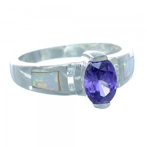 Amethyst Opal Inlay Sterling Silver Ring Size 5-1/2 EX53244