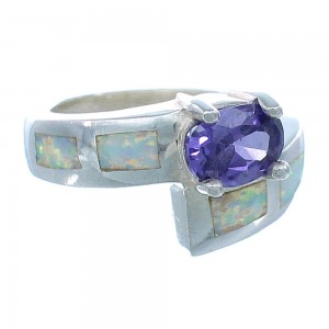 Southwest Opal Amethyst Sterling Silver Ring Size 6-3/4 EX51928