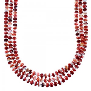 Sterling Silver 3-Strand Red Oyster Shell Southwestern Bead Necklace DX117705