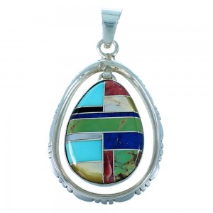 Sterling Silver Multicolor Inlay Jewelry Pendant PX30128