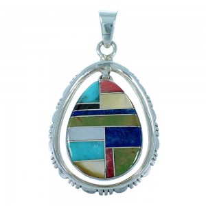 Southwestern Multicolor Inlay Silver Jewelry Pendant PX30131