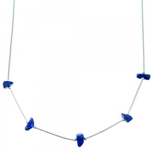 Southwest Lapis Liquid Sterling Silver Bead Necklace SX108753