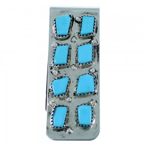 Turquoise And Sterling Silver Zuni Money Clip SX109352