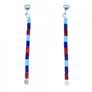 Sterling Silver Multicolor Post Dangle Bead Earrings RX113415