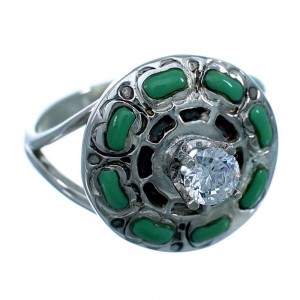 Turquoise Cubic Zirconia Genuine Sterling Silver Ring Size 5-3/4 LX113244