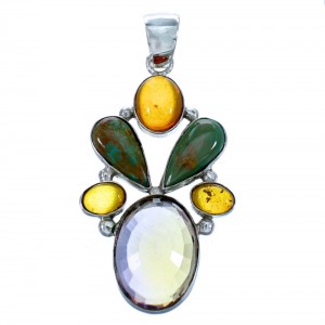 Sterling Silver Multicolor Southwestern Pendant SX112848