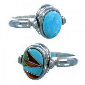 Turquoise Multicolor Inlay Reversible Ring Size 4-3/4  LX113264
