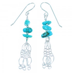 Turquoise And Sterling Silver Bead Hook Dangle Earrings LX114136