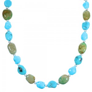 Southwestern Turquoise Sterling Silver Bead Necklace LX114242