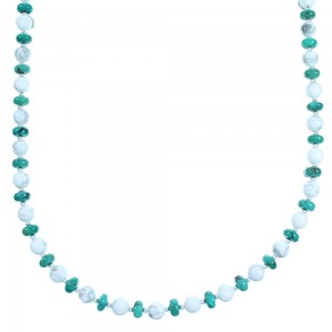 Sterling Silver Turquoise Howlite Bead Necklace RX114218