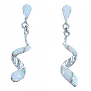 Opal And Sterling Silver Spiral Post Dangle Earrings SX114288