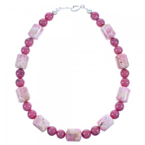 Rhodochrosite And Rhodonite Sterling Silver Bead Bracelet SX114574