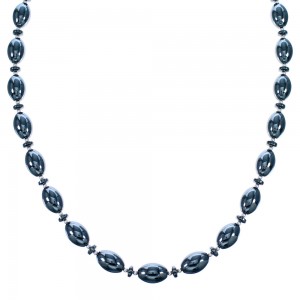 Sterling Silver Southwest Hematite Bead Necklace SX114598