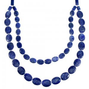 Lapis Genuine Sterling Silver 2-Strand Bead Necklace RX114619