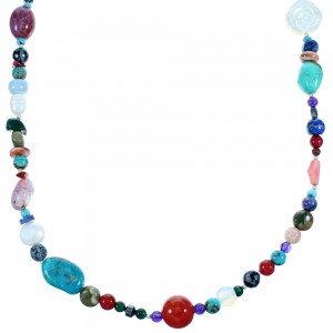 Sterling Silver Multicolor Bead Treasure Necklace SX114673