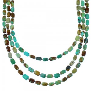Sterling Silver 3-Strand Turquoise Bead Necklace SX114675