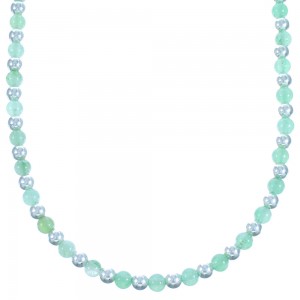 Genuine Sterling Silver Aventurine Bead Necklace RX114670