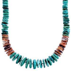 Turquoise Oyster Shell Southwest Sterling Silver Bead Necklace RX114777