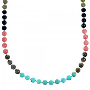 Sterling Silver Multicolor Southwest Bead Necklace RX114816