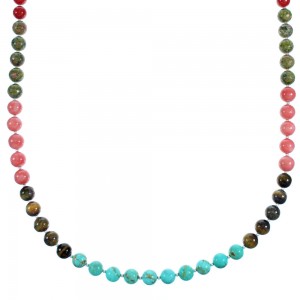 Multicolor Southwest Sterling Silver Bead Necklace RX114817