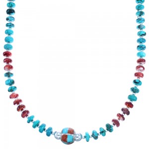 Multicolor Authentic Sterling Silver Southwest Bead Necklace SX115010
