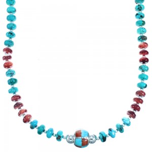 Southwestern Multicolor And Authentic Sterling Silver Bead Necklace SX115012