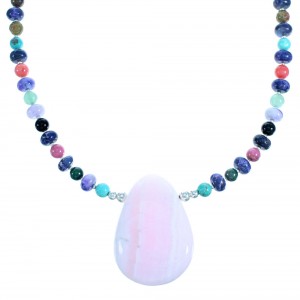 Sterling Silver And Multicolor Southwest Bead Necklace SX115058