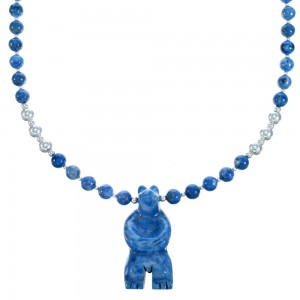 Denim Lapis Sterling Silver Southwest Bear Bead Necklace SX115061