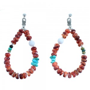 Sterling Silver And Multicolor Bead Post Dangle Earrings RX115047