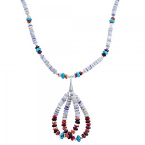 Multicolor Sterling Silver Southwestern Bead Necklace SX115086