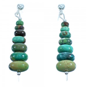 Turquoise And Sterling Silver Bead Post Dangle Earrings SX115166