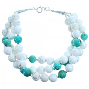 Sterling Silver Turquoise Howlite 3-Strand Bead Bracelet SX115163