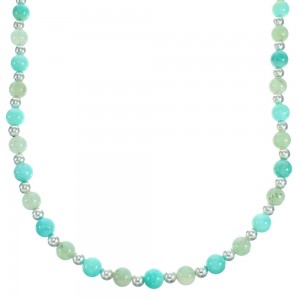 Aventurine and Amazonite Sterling Silver Bead Necklace RX115252