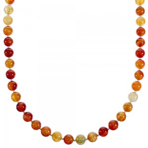 Southwest Sterling Silver Fire Agate Bead Necklace RX115242