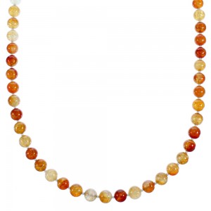 Sterling Silver Fire Agate Bead Necklace RX115244