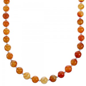 Fire Agate Authentic Sterling Silver Bead Necklace RX115248