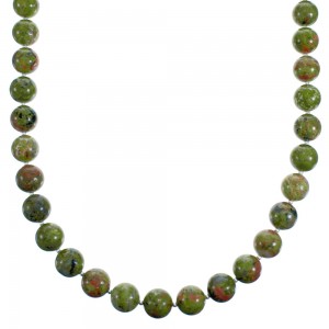 Sterling Silver Unakite Southwest Bead Necklace RX115238
